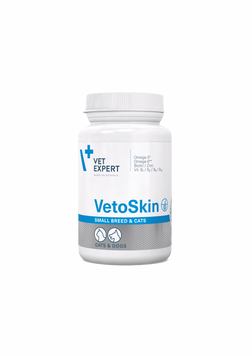 Харчова добавка Vet Expert VetoSkin Small breedcat для підтримання здоров'я шкіри та якості шерсті у котів і собак малих порід, 60 капс 208940BAR фото