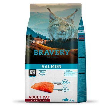 Сухий корм BRAVERY Salmon Adult Cat Sterilized, для дорослих котів стерилізованих, з лососем 2kg  7708 BR SALM STER_2KGPI фото