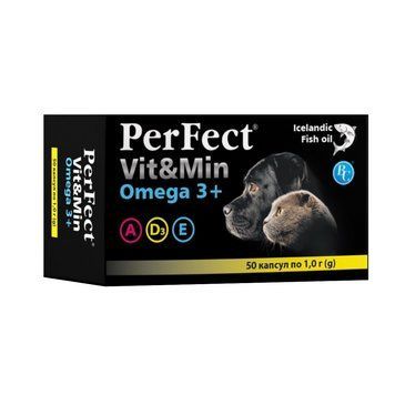 Витамины для собак и кошек Perfect VitMin Omega 3+ с рыбьим жиром 50 капсул по 1 г VSN34895VS фото