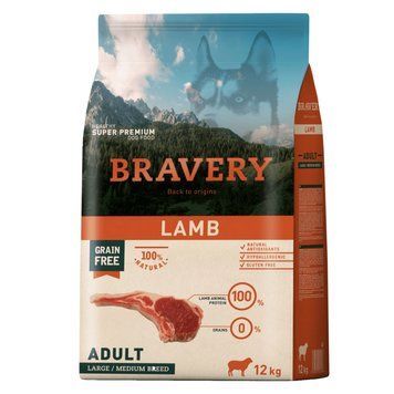 Сухий корм для дорослих собак cередніх та великих порід, з ягням BRAVERY Lamb 12kg 2246 BR LAMB ADUL  L_12KGPI фото