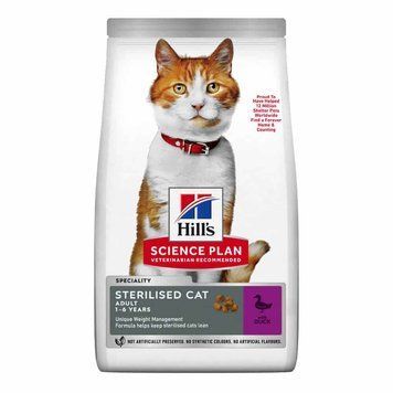 Сухий корм для дорослих стерилізованих котів Hill&rsquo;s SCIENCE PLAN Adult Sterilised Cat Duck, з качкою, 10 кг 607280BAR фото