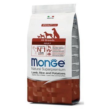 Корм для собак Monge Dog All breeds Adult ягня, рис та картопля 15 кг 70006354MG фото