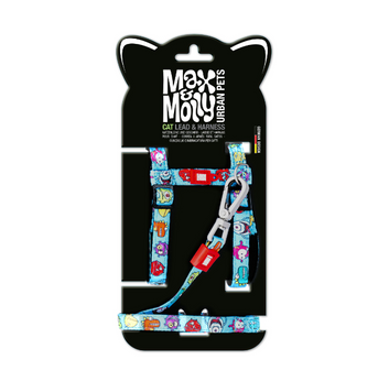 Набір шлеї та повідця Max Molly Cat Harness Leash Set - Little Monster 1 Size - для котів з принтом маленьких монстрів 4255636802139DOB фото