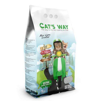 Бентонітовий наповнювач CAT'S WAY алое вера + зелені гранули, 5л 5л CATS WAY ЗеленийPI фото