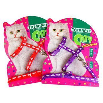 Набір для котів Caty, шлея +повідець ,( червоний/фіолет)1х25см 516.13PI фото