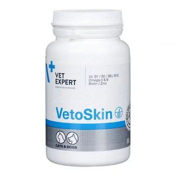 Харчова добавка Vet Expert VetoSkin для здоров'я шкіри та шерсті 90 капсул VE20053VS фото