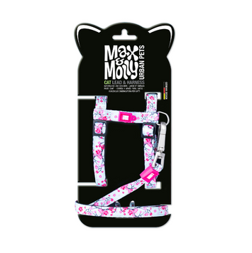 Набір шлеї та повідця Max Molly Cat Harness Leash Set - Cherry Bloom 1 Size - для котів з принтом вишні 4255636802160DOB фото
