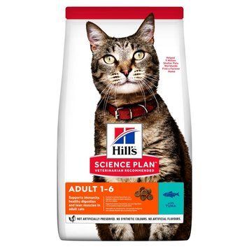Сухий корм для дорослих котів Hill's SCIENCE PLAN Adult, з тунцем, 3 кг 604075BAR фото