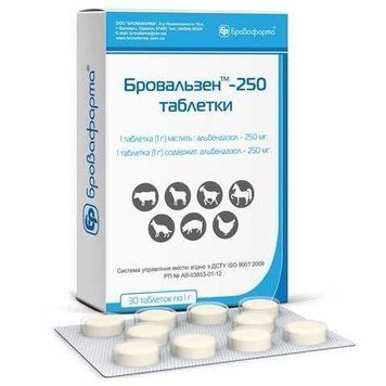 Антигельмінтний засіб Бровафарма Бровальзен-250 таблетки 30 таблеток BRO50215VS фото