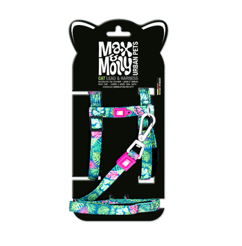 Набір шлеї та повідця Max Molly Cat Harness Leash Set - Tropical 1 Size - для котів з принтом тропіків 4255636802153DOB фото