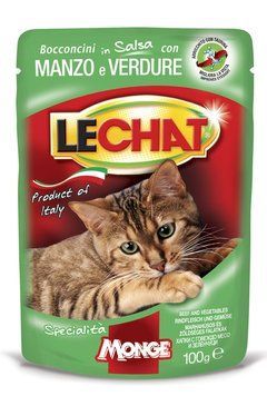 Вологий корм для котів LeChat Cat Wet Adult яловичина з овочами 0.1 кг 70001359MG фото