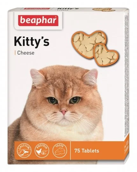 Вітамінізоване ласощі для котів Beaphar Kitty's Cheese 75 таблеток вітаміни та мінерали BAR12511VS фото