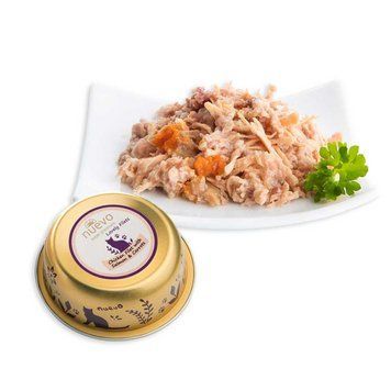 Корм консервований (alu-tray) NUEVO ADULT для котів, куряче філе з лососем та морквою, 85г 95303 (690)PI фото