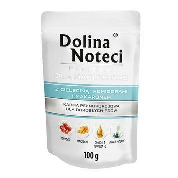 Пауч Dolina Noteci Premium для собак маленьких порід з телятиною, помідорами та лапшою, 100 гр DN 100 (878)PI фото