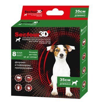 Нашийник Secfour 3D для собак, 35 см (етофенпрокс/фіпроніл/пірипроксифен), захист від бліх і кліщів 8 місяців НФ-00003604 (S-737)PI фото