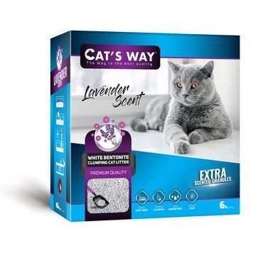 Бентонітовий наповнювач CAT'S WAY лаванда + фіолетові гранули, 6л коробка 6л Фіолет_BOXPI фото