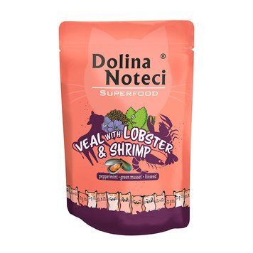 Пауч Dolina Noteci Superfood для котів з телятиною,лобстером і креветкою,85 гр DN 85 (739)PI фото