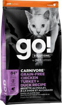 Сухий корм для котів GO! Carnivore Grain Free Chicken, Turkey + Duck Recipe Cat Formula - Гоу! З куркою, індичкою та качкою 1,4 кг 815260005258DOB фото