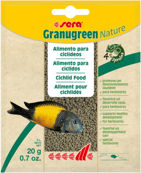 Сухий корм Sera Granugreen Nature для рослиноїдних цихлід, гранули, 20 г 391BAR фото