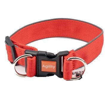 Нашийник "Agility" нейлоновий зі світловідбивним кантом та пластиковою пряжкою подвійний 40мм 470-510мм,червоний 10018-3PI фото