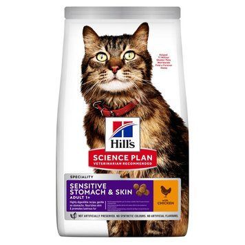 Сухий корм для котів Hill's SCIENCE PLAN Adult Sensitive StomachSkin із чутливим травленням та шкірою, з куркою, 1.5 кг 604072BAR фото