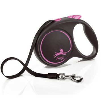 Рулетка FLEXI Black Design , 5м, до 25кг, стрічка, чорна з рожевим (4019) 428,85 - 4019PI фото