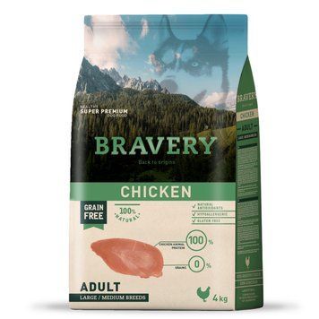 BRAVERY Chicken Adult Large/Medium, сухий корм для дор.собак середніх та великих порід, з куркою 4kg 6633 BR CHIC ADU L_ 4KGPI фото