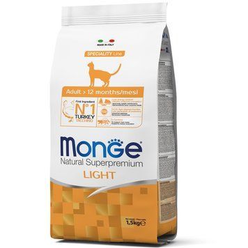 Корм для котів Monge Cat Light з індичкою 1.5 кг 70005548MG фото