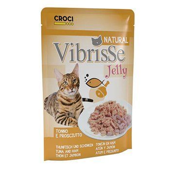 Пауч для кот. VIBRISSE JELLY, тунець/куряча шинка в желе, 70г (18 шт.в упак.) C1018988PI фото