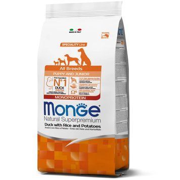 Корм для собак Monge Dog All breeds Puppy Junior качка з рисом 15 кг 70005920MG фото