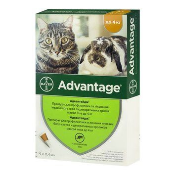 Капли от блох Advantage для котов до 4 кг 4 пипетки защита на месяц BAY04638VS фото