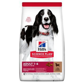 Сухий корм для дорослих собак середніх порід Hill's SCIENCE PLAN Adult Medium Breed, з ягнятком та рисом, 14 кг 607653BAR фото