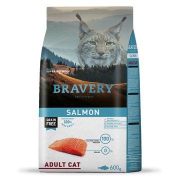 BRAVERY Salmon Adult Cat, сухий корм для дорослих котів, з лососем 600 гр 7654 BR SALM _600 GRPI фото