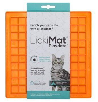 Килимок для ласощів LickiMat Playdate каучуковий для кішок помаранчевий 9349785006076DOB фото