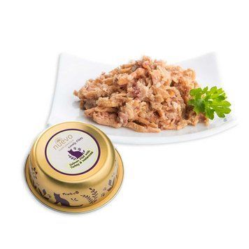 Корм консервований (alu-tray) NUEVO ADULT для котів, філе лосося з індичкою та крес-салатом, 85г 95307 (694)PI фото