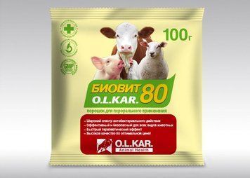 Біологічна добавка O.L.KAR Біовіт-80 для лікування тварин 100 г OLK80132VS фото