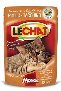 Вологий корм для котів LeChat Cat Wet Adult курка та індичка 0.1 кг 70001366MG фото