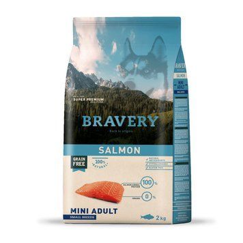 Сухий корм для дорослих собак дрібних порід, з лососем BRAVERY Salmon 2kg 6732 BR SALM ADUL M_ 2KGPI фото