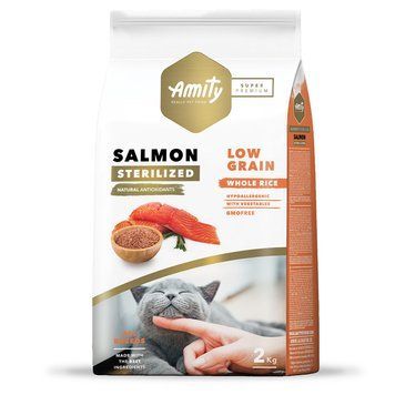 Сухий корм для дорослих стерелізованих котів, з лососем AMITY Super Premium Cat Sterilized Salmon 2 kg SP 922 STER SALM 2KGPI фото