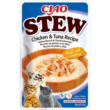Пауч INABA "CIAO Stew" для котів, з тушкованою куркою та тунцем 40 г EU841PI фото