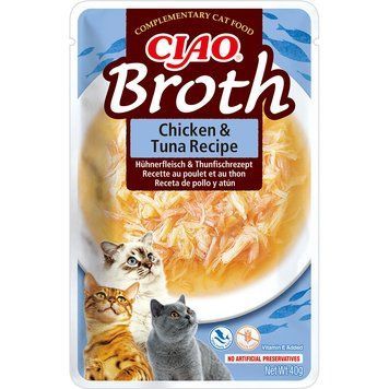 Пауч INABA "CIAO Broth" для котів, з тушкованою куркою та тунцем у бульйоні 40 г EU826PI фото